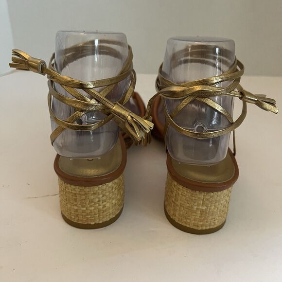 Clorinda Antinori Italy Leather Lace Up Knot Block Heel Sandal Shoes SZ 36 US 5 - Picture 5 of 10